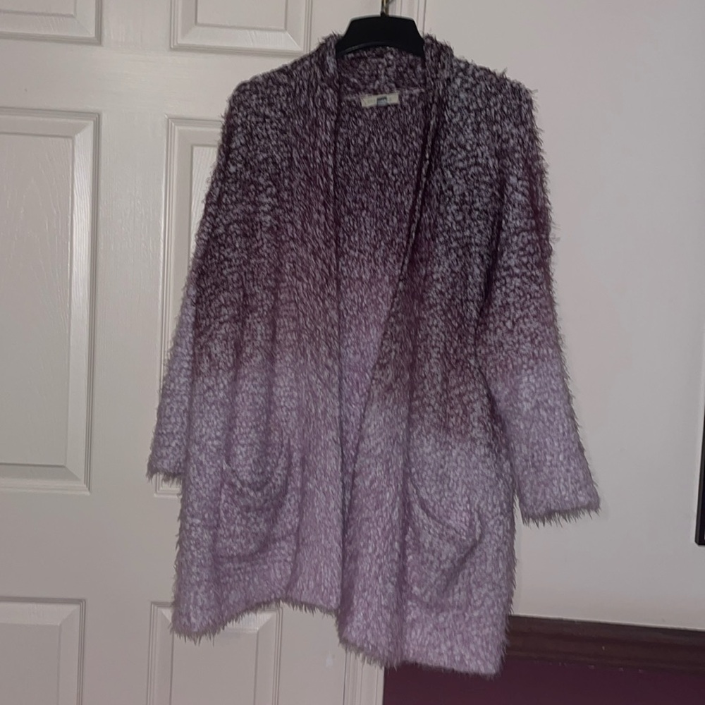 Ombré open front sweater